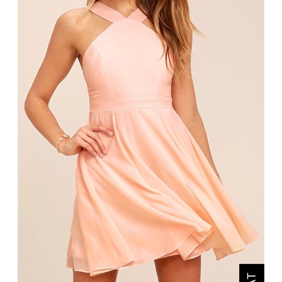 Lulus Dresses & Skirts - Peach Sleeveless Fit and Flare Skater Dress